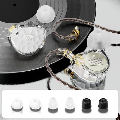 BASN ASONE 14.2mm Planar Diaphragm Driver in-Ear Monitors Earphone with Two Detachable MMCX Cables for Musicians Drummers Bass Players Singers (White)