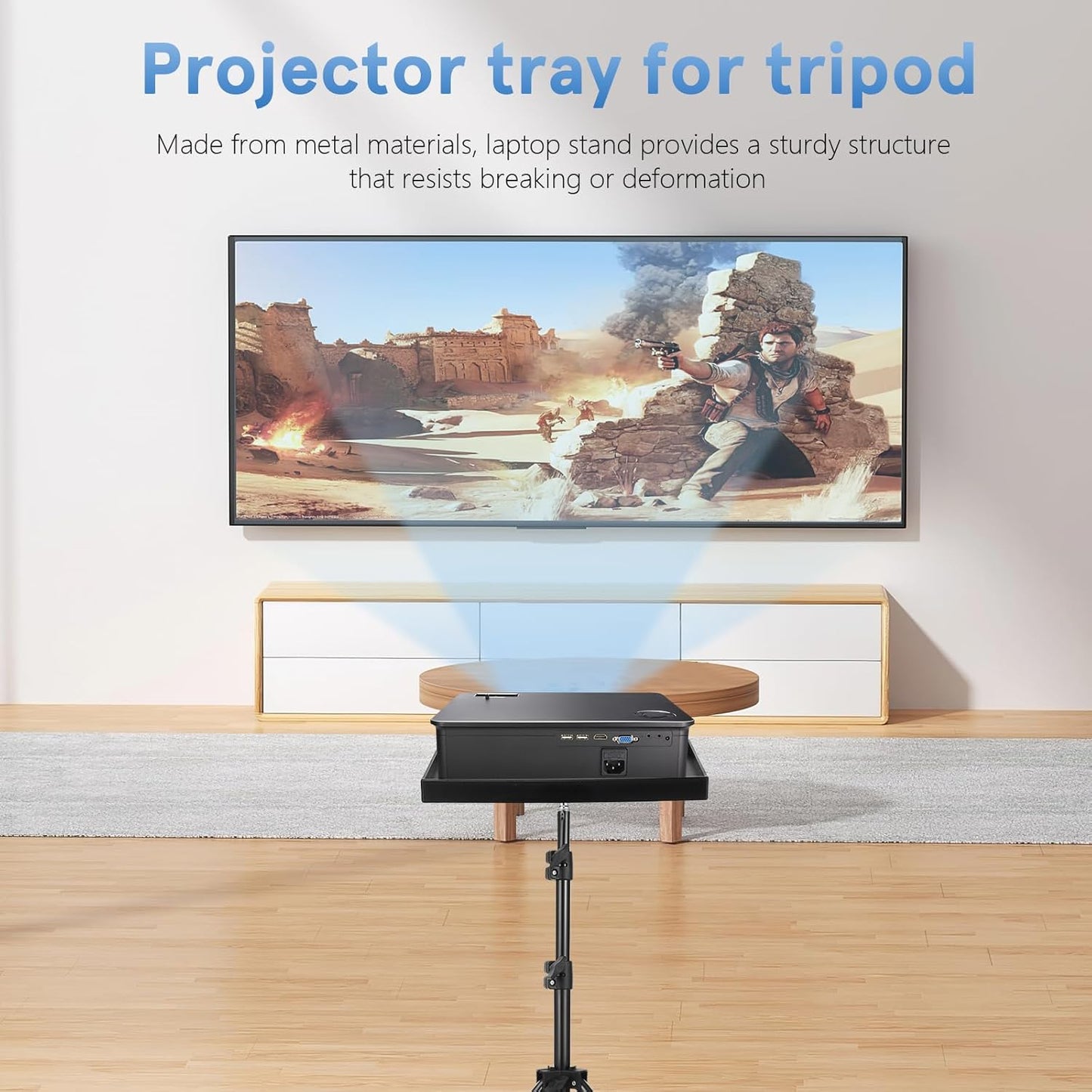 MAGICLULU Projector Stand Tripod 44.88 Inch Height Adjustable Tripod Stand Portable Projector Table with Tray for Office Home Movie Equiqment (Tray Size 7.09 x 9.84Inch)