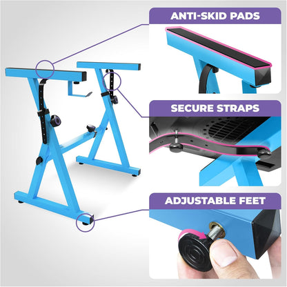 Liquid Stands Portable Heavy Duty Digital Piano Stand & Bench Set - Adjustable Keyboard Music Stand & Seat for 54-88 Key Electric Pianos (Light Blue)