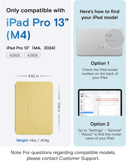 MOFT Dynamic Folio Case for iPad Pro 13 Inch (M4) 2024, Silm Magnetic Stand Case with 20+ Viewing Angles, Auto Wake/Sleep, Ultra Thin, Panna Cotta x Faded Jeans