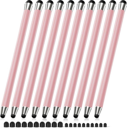 Stylus Pen for Touchscreen 10Pcs, 2-in-1 High Sensitivity & Precision Stylists pens, Stylus Pen for iPad/iPhone/Samsung/Android Tablets and Universal Capacitive Touch Screen (Pink)