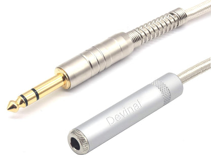 Devinal 1/4 inch Extension Cord, 1/4" Male to Female Cable, 6.35mm Quarter inch Headphone Extender Gold Plated Nylon Braided Durable Audio Cable Stereo Cord, 10 Feet 3Meters