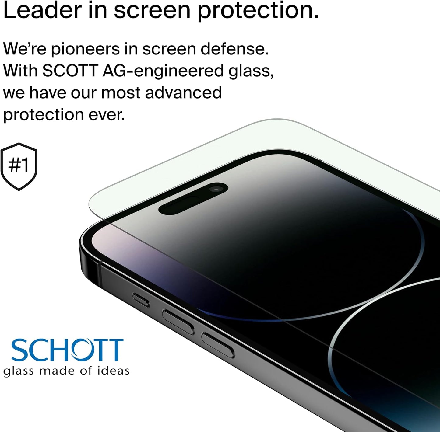 Belkin ScreenForce UltraGlass Blue Light Filter Screen Protector for iPhone 14 Pro Scratch-Resistant Impact Protection w/Included Easy Align Tray for Bubble-Free Application