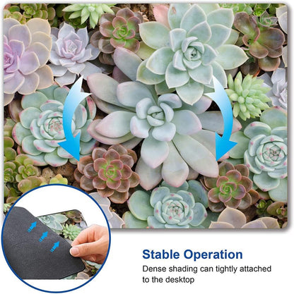 Cute Succulents Mouse Pad, Natural Plants Mousepad for Design, Anti-Slip Rubber Base Wireless Mouse Pads for Laptop