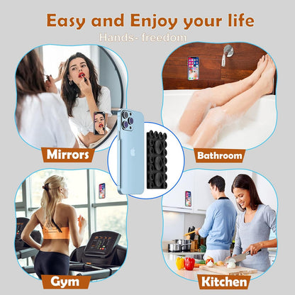 2024 Upgrade 2PCS Silicone Suction Cup Phone Case Adhesive Mount,Adhesive Grip, Sticky Suction Cup Phone Holder & Suction Phone case Holder TikTok & Selfies (Black, 3+16 Single Sided)