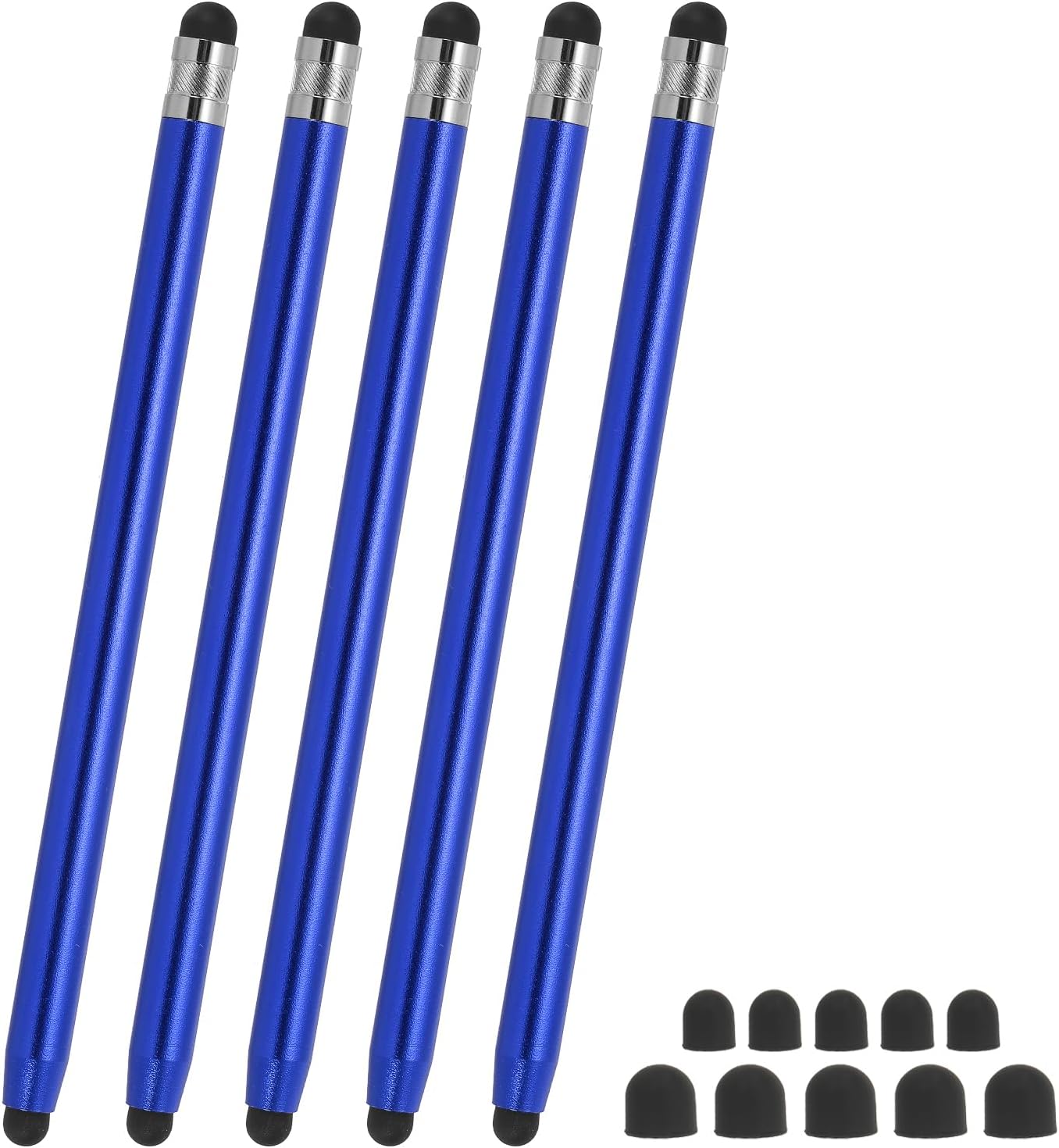 PATIKIL 5 Pcs Stylus Pens for Touch Screen, 2 in 1 High Sensitivity Universal Pen Capacitive Stylus for Phone Tablets Laptop Touch Screen Devices, Blue