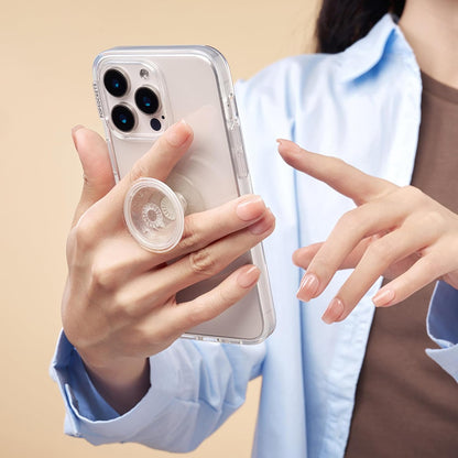 PopSockets Translucent Phone Grip with Expanding Kickstand, PopSockets for Phone, Adhesive Grip, Translucent PopGrip - Clear Glitter Silver