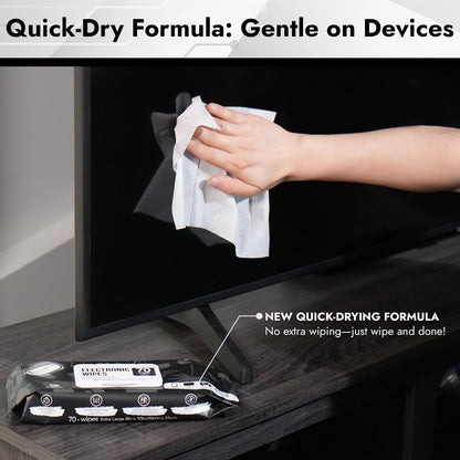 Air Jungles Electronic Wipes Screen Cleaning 70 Count, Quick Dry, Extra Large 8"x10" Tech Cleaner Wipes for LED Screen, TVs, Cars, Computer,Tablets, Phones, Laptops, VR, Monitors