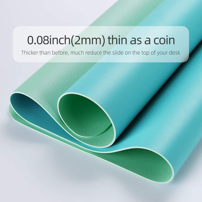 YSAGi Desk Mat, Waterproof Desk Pad,Large Mouse pad for Desk, Leather Desk Pad for Keyboard and Mouse,Dual-Sided Mouse Mat for Office (23.6" x 13.7", Calamine Blue+Cobalt Green)