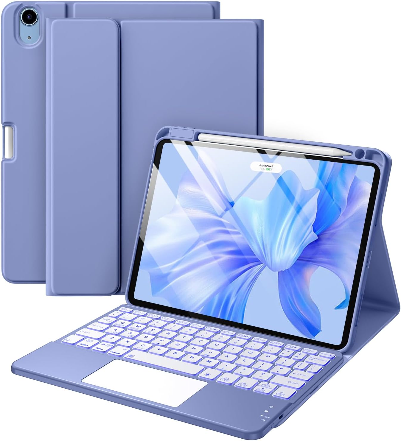 Compatible with iPad Air 11 Inch & Air 5th/ Air 4th Generation Case with Keyboard - Multi-Touch Trackpad, 7-Color Backlit, Detachable Folio Cover for Air 11-inch M3/M2 (2025/2024) (Blue)