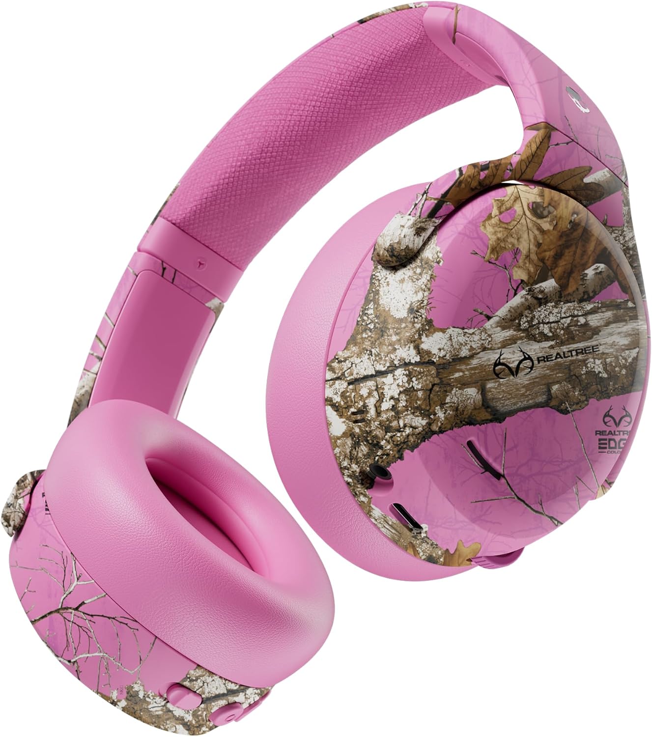 Skullcandy Crusher ANC 2 Wireless Over-Ear Bluetooth Headphones with Multi-Sensory Bass, Active Noise Cancelling, Up to 60 Hours Battery, Microphone for iPhone Android - Realtree Edge Colors Pink