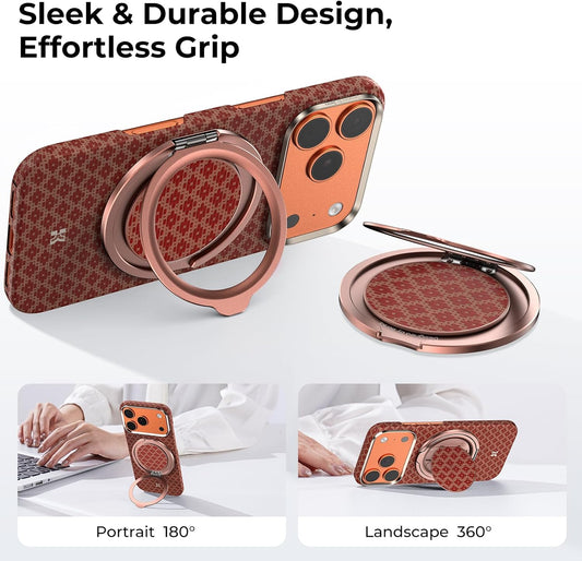 BENKS ArmorPop Magnetic Phone Grip & Stand for MagSafe, 360° Rotation Adjustable Phone Ring Holder for iPhone 17/16/15/14/13/12 Series, Durable Kevlar Design