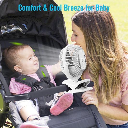 BESKAR Portable Clip on Fan Rechargeable, 4 Speeds Small Battery Operated Fans, USB Desk Fan with Strong Airflow, Sturdy Clamp Fans for Golf Cart Office Outdoor Travel Camping