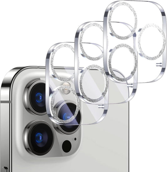 UniqueMe 3 Pack Compatible for iPhone 14 Pro Max/iPhone 14 Pro Camera Lens Protector,[[Scratch-Resistant] Case Friendly]- Silver