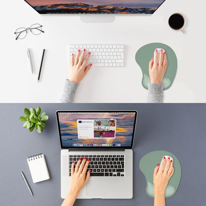 ITNRSIIET Ergonomic Mouse Pad, Cushioned Gel Wrist Rest, Non-Slip Base, Smooth Surface, Compatible with All Mice for Office & Gaming, Desk Accessory, 9.5 x 8.2 inch, Sage Mint Gradient