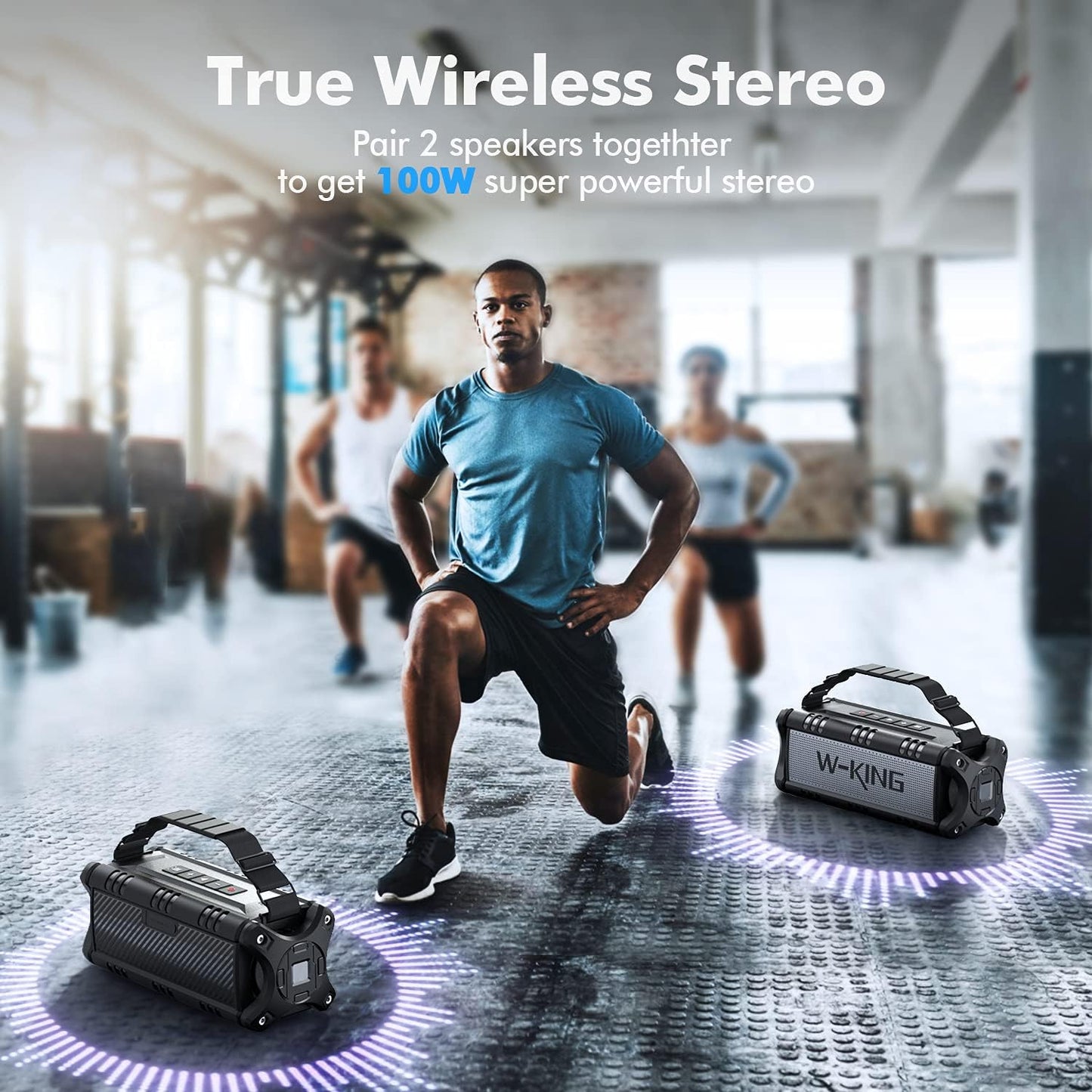 W-KING 90W Peak 50W RMS Powerful Bluetooth Speaker - IPX6 Waterproof, Large Outdoor Portable Wireless Deep Bass, 40H Playtime, Power Bank, TF-Card, AUX, NFC, EQ