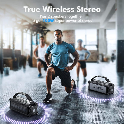 W-KING 90W Peak 50W RMS Powerful Bluetooth Speaker - IPX6 Waterproof, Large Outdoor Portable Wireless Deep Bass, 40H Playtime, Power Bank, TF-Card, AUX, NFC, EQ