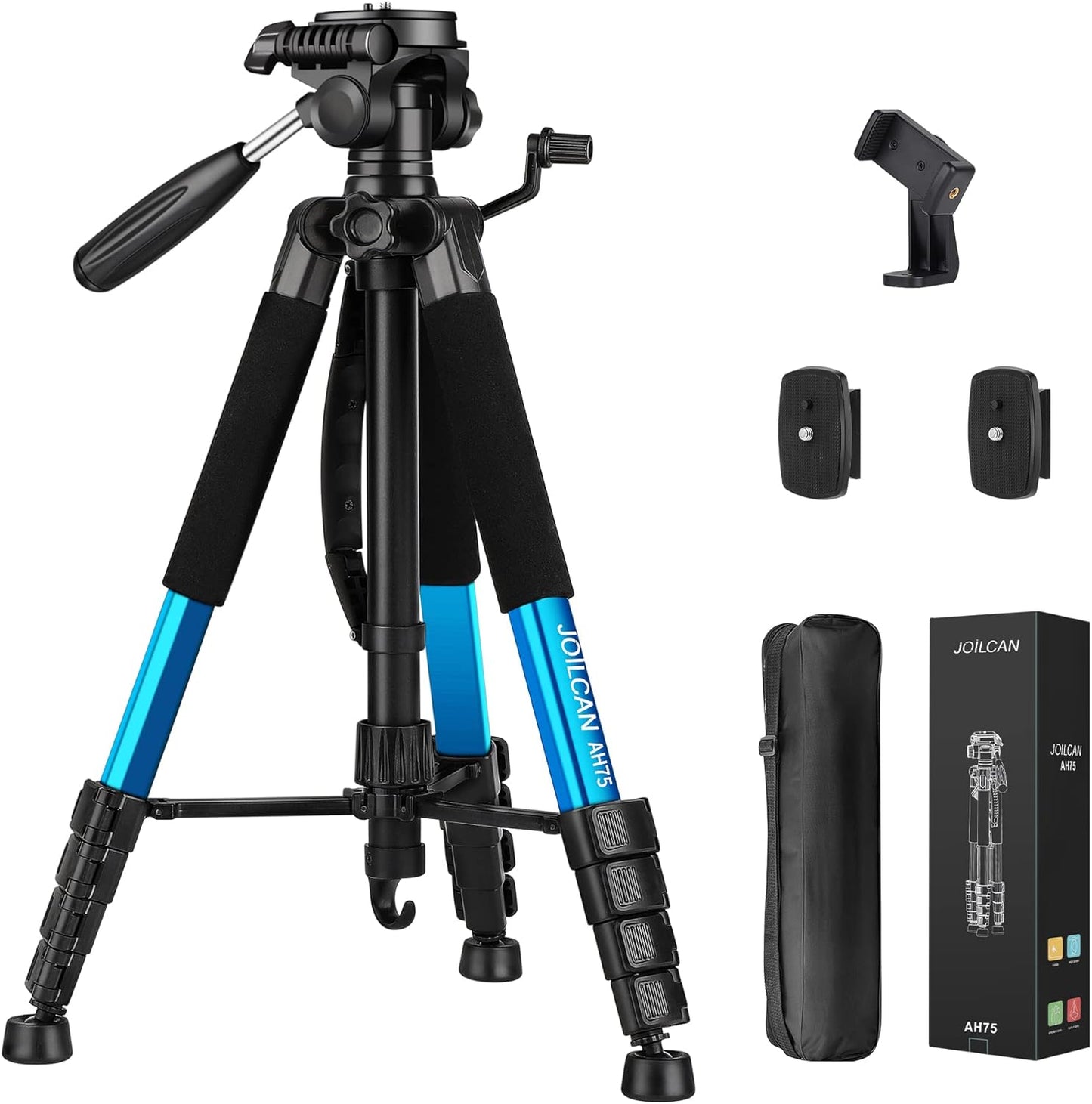 JOILCAN Tripod Camera Tripods, 74" Tripod for Camera Cell Phone Video Recording, Heavy Duty Tall Camera Tripod Stand, Professional Travel DSLR Tripods Compatible with Canon iPhone, Max Load 15 LB