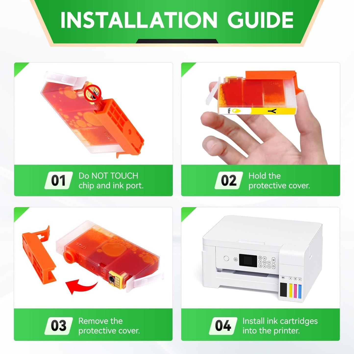 923XL 923e Ink Cartridges with chip 4-Pack Black Cyan Magenta Yellow High Yield Replacement for HP 923 923e Ink Compatible for HP OfficeJet Pro 8135e 8138e 8139e 8122e 8120 8123 8130 8133 Printers