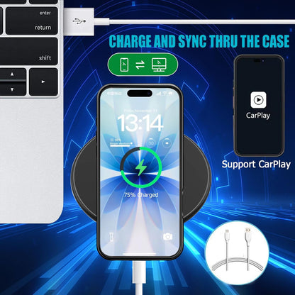 Battery Case for iPhone 17, Upgraded 10000mAh Ultra-Slim Rechargeable Portable Extended Battery Pack Support Qi Wireless Charging Case Compatible with iPhone 17 (6.3 inch) Charger Case Cover(Black)