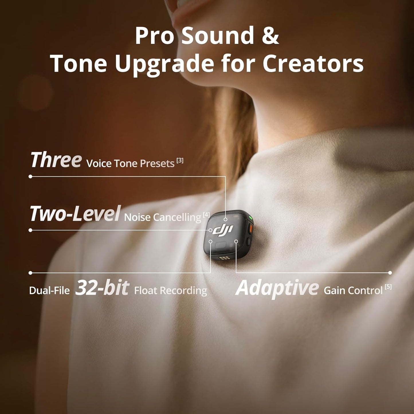 DJI Mic 3 (1 TX + 1 RX), Wireless Lavalier Mic for iPhone/Camera/Android, Ultralight, Extended Operating Time & Fast Charging, 1312ft (400m) Transmission, Noise Cancelling, Vlog, Streaming