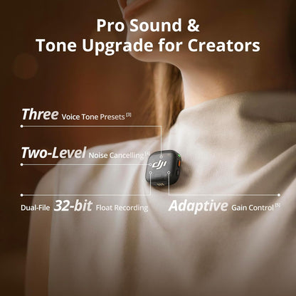 DJI Mic 3 (1 TX + 1 RX), Wireless Lavalier Mic for iPhone/Camera/Android, Ultralight, Extended Operating Time & Fast Charging, 1312ft (400m) Transmission, Noise Cancelling, Vlog, Streaming