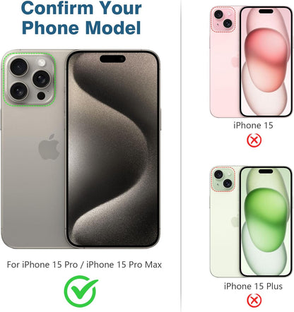 AGVEE 3+3 Camera Lens Protector for iPhone 15 Pro 6.1" / 15 Pro Max 6.7", Brushed Metal Ring 9H Tempered HD Glass Camera Protector Cover Film, Original