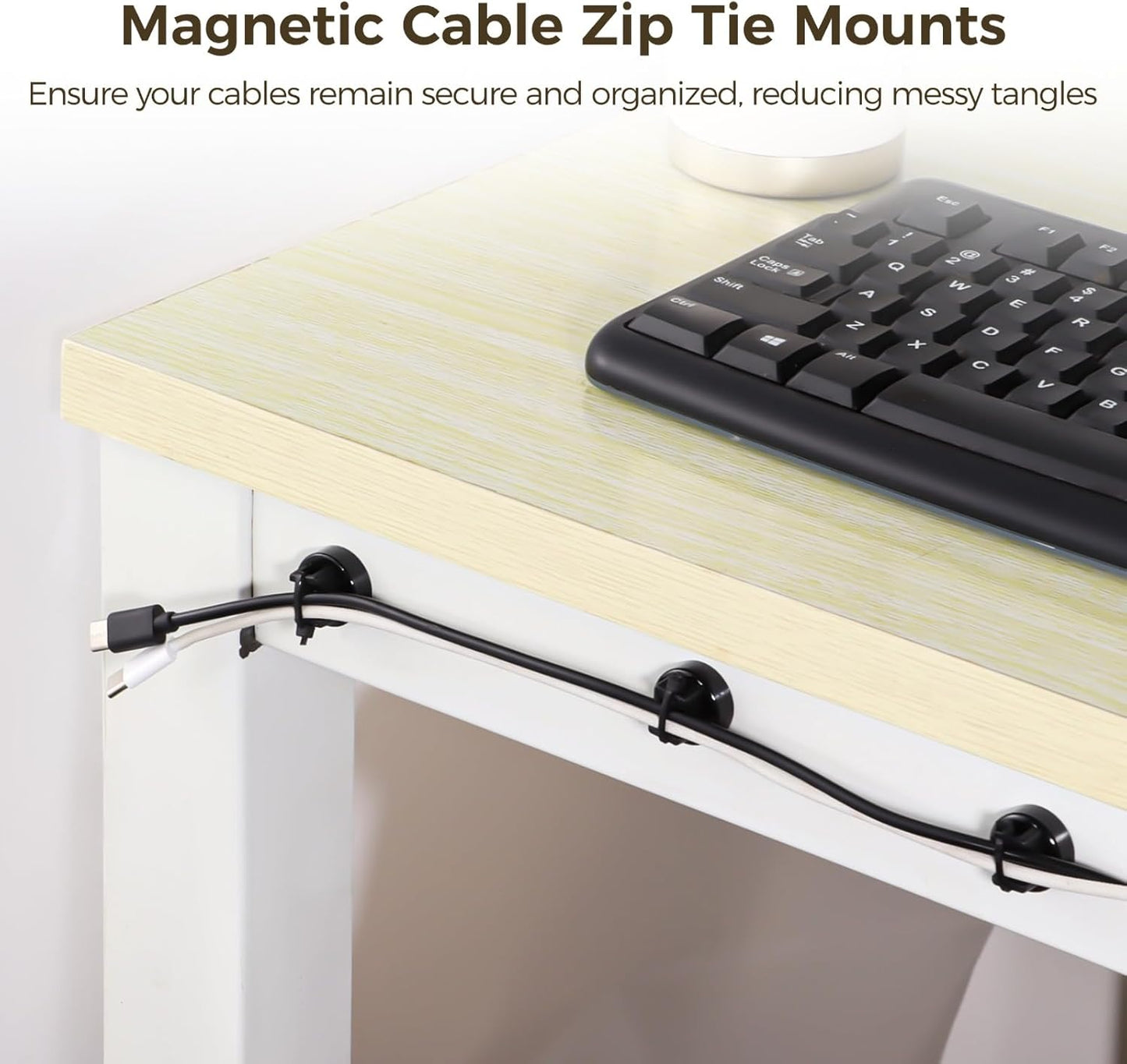 Magnetic Cable Zip Tie Mounts, 25 Pcs Magnets with 100 Pcs Cable Zip Ties, Multipurpose Magnetic Cables Holder for Cables Management, Wire Management Bases