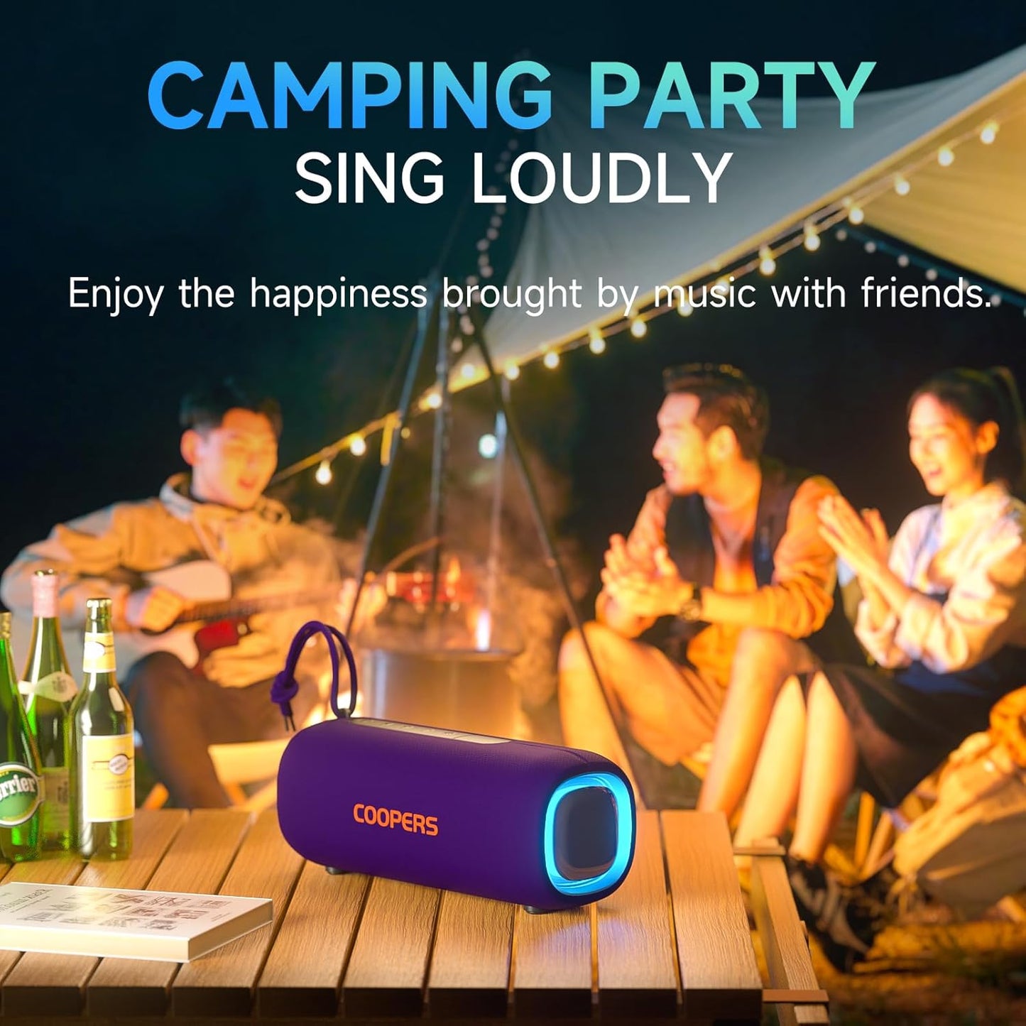 Portable Bluetooth Speaker, Wireless Bluetooth Speaker with Clear Loud Stereo Sound, IPX5 Waterproof Speakers with RGB Lights, BT5.3, Long Playtime, TWS Pairing for Home Outdoor Party Beach Travel