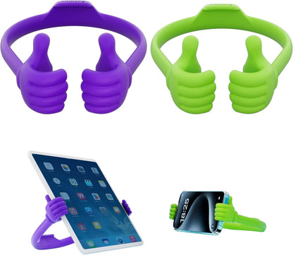 Honsky Thumbs Up 2 Pack Tablet Stands, Compatible with iPad, Samsung Galaxy, iPhone Pro Max, Universal Cute, Purple/Green