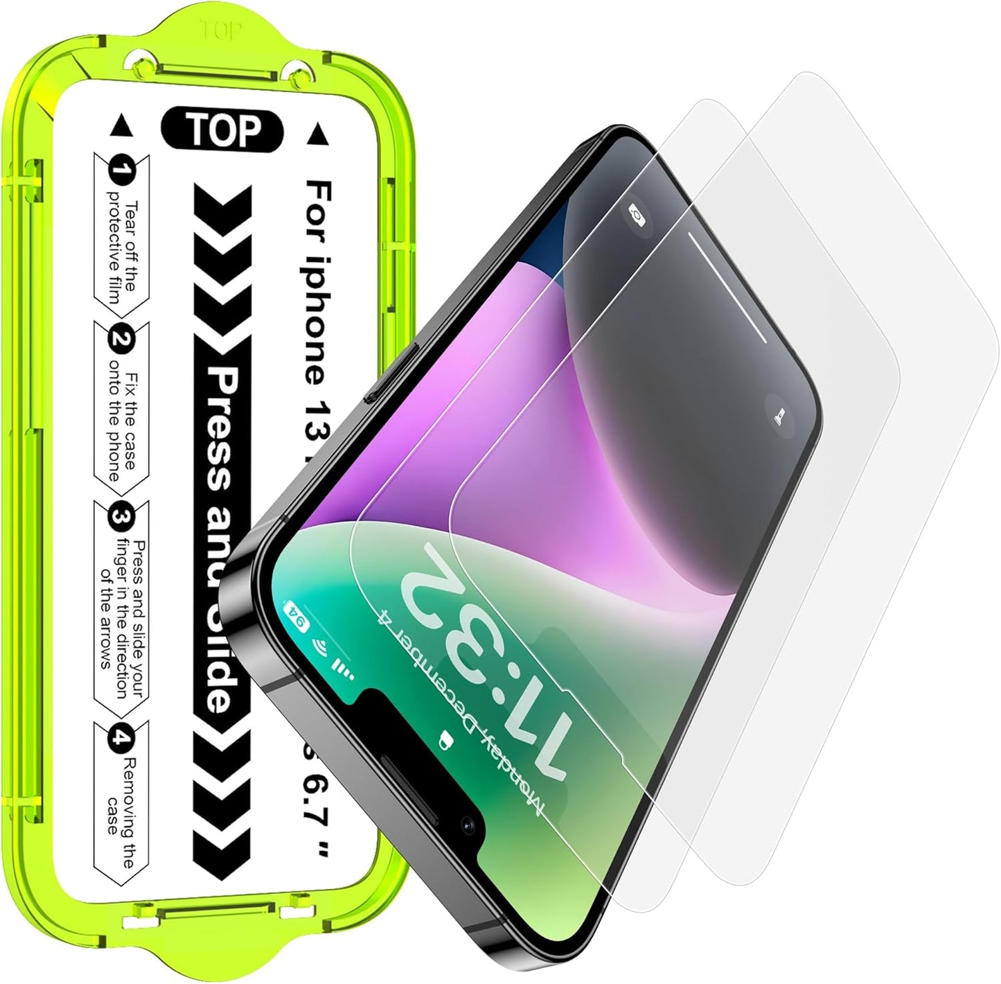 Esanik for iPhone 14 Plus/13 Pro Max Matte Glass Screen Protector [Auto-alignment] Anti-Glare & Anti-Fingerprint,Anti-Reflection,Bubble Free, Smooth as Silk, 2 Pack 9H Glass Screen Cover