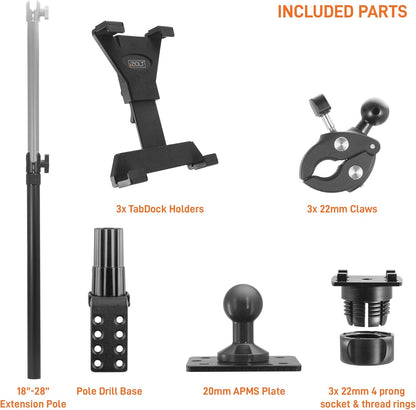 iBOLT TabDock Point of Purchase Wall Mount - with 3 Tablet Holders Perfect for Multiple delivery Applications (DoorDash, Uber eats, Postmates, etc.) Fits 7 to 10 inch Tablets