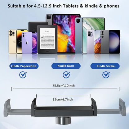 Metal Tablet Holder for Kindle Reading in Bed, Easy Adjust Hands Free Lazy Arm Mount for Kindle Accessories, Gifts for Readers