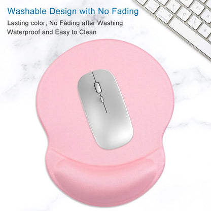 ITNRSIIET Ergonomic Mouse Pad with Gel Wrist Support Small Wrist Rest Smooth Surface Non-Slip PU Base Comfortable Office Supplies Pain Relief, 8.7 x 7.2 inches, Pink