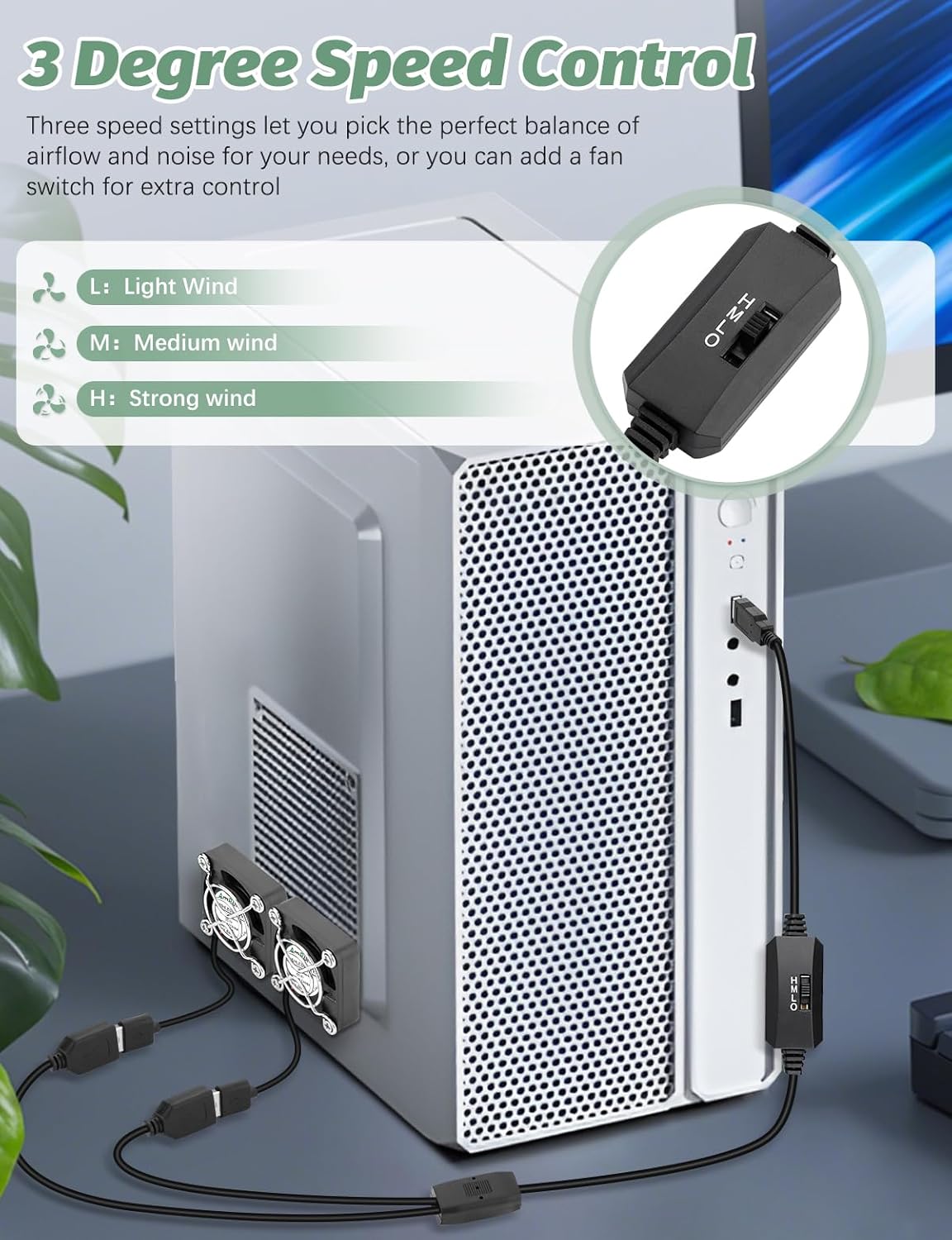 2 Packs USB Fan 40mm x 10mm DC 5V Mini Cooling Brushless Box Fan for Computer Terrarium PlayStation PC Case Xbox Welding Helmet Aquarium Router