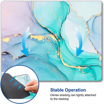 Mouse Pad, Cyan Blue Marble Mouse Pad, Washable Square Cloth Mousepad for Office Laptop, Non-Slip Rubber Base for Wireless Mouse for Computer Desk