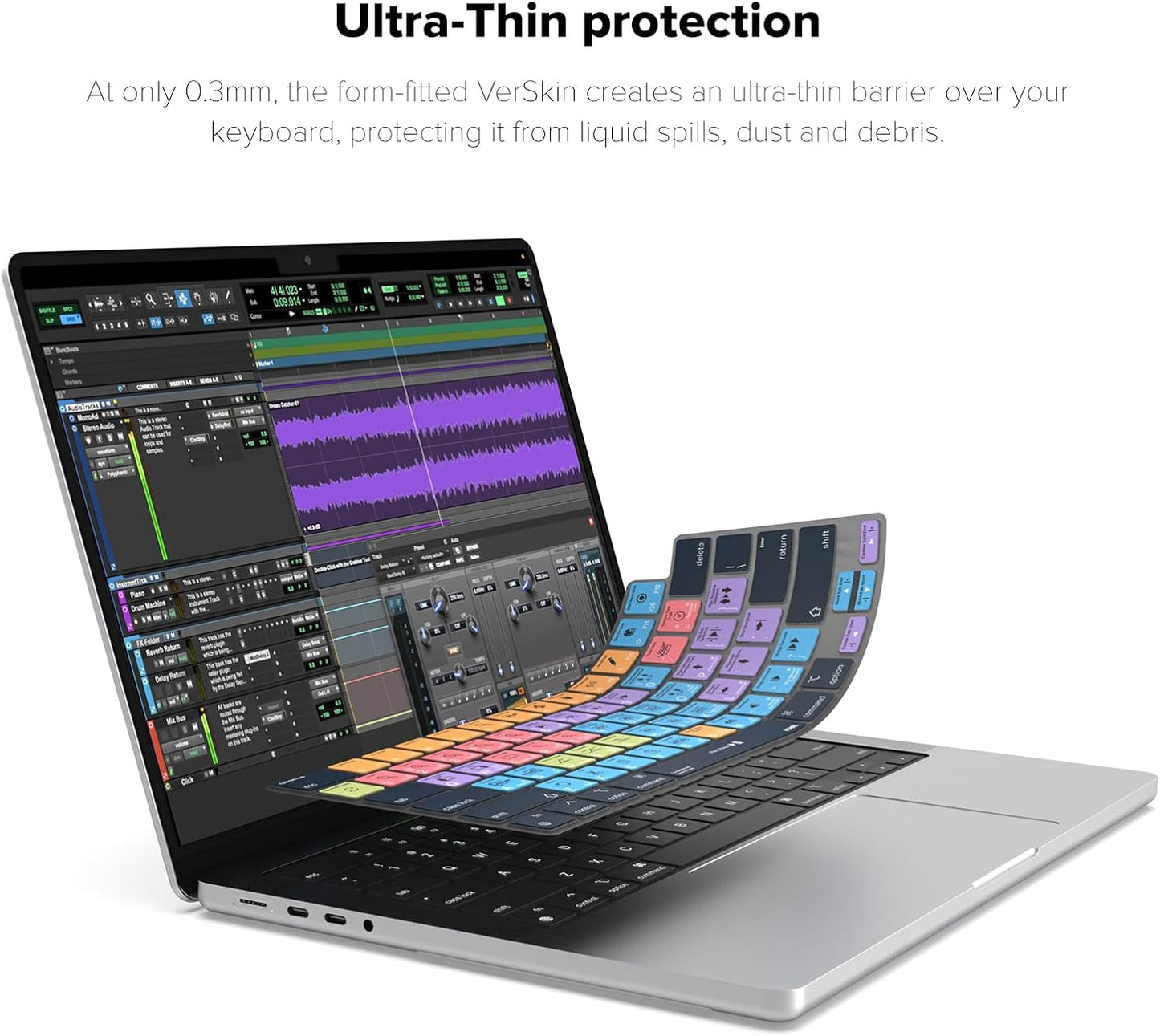 JCPal Avid Pro Tools Shortcut Guide Keyboard Cover for Apple MacBook Pro 14 inch and MacBook Pro 16 inch (M1-M4 Models) and MacBook Air 13 inch and MacBook Air 15 inch (M2-M4 Models) (US-Layout)