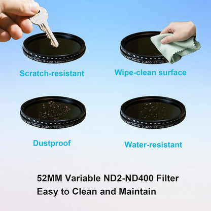 52mm Clip-on ND2-400 Phone Camera Lens Filter Kit, Adjustable Neutral Density Filter Compatible for iPhone 15 14 13 12 11, Google Pixel and Other Smart Phones