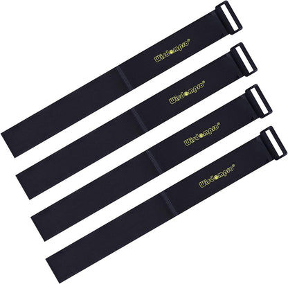 Extra Large 4 Pack 2 x 37 Inches Hook and Loop Strap, Reusable Fastening Cable Tie Down Straps by Wisdompro - Reusable, Durable Functional Cinch Cable Straps for Your Home, Office, Workspace