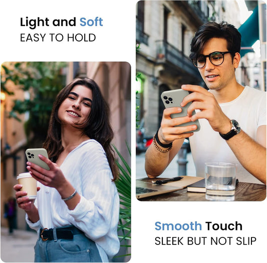 FireNova Designed for iPhone 13 Pro Case, Silicone Upgraded [Camera Protection] Phone Case with [2 Screen Protectors], Soft Anti-Scratch Microfiber Lining Inside, 6.1 inch, Stone