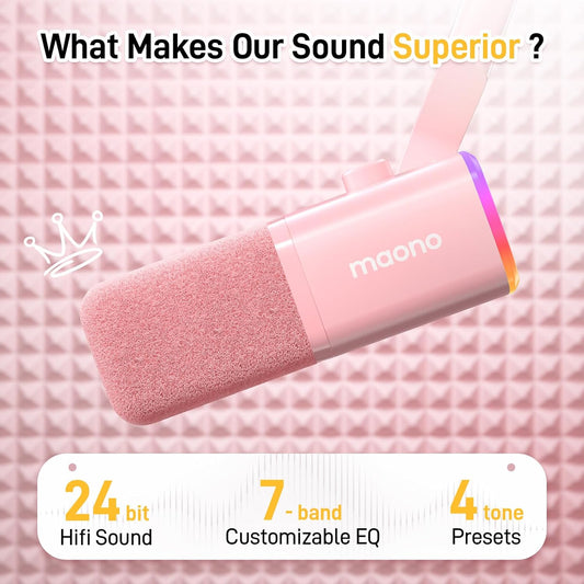 MAONO Dynamic Gaming Microphone: USB XLR Dynamic Computer Microphone with Software-RGB PC Mic for Gamer-Podcast Mic for Streaming Recording Studio YouTube Content Creation Online Chat PD100X (Pink)