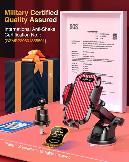 VANMASS [Longest Lasting] True Military-Grade Car Phone Holder Strongest Suction & Clip Cell Mount Dashboard Windshield Vent Automobile Cradle Truck Accessories for iPhone 16 15 Pro Max 14 13 Android