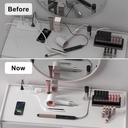 8 in 1 Recessed Power Strip with 15W Wireless Charger, 20W Fast Charging Furniture Outlet, Plug in 3 AC Outlets & 4 USB Ports Flush Mount, 10FT Cord