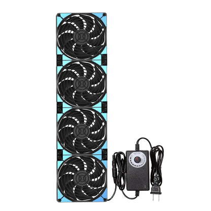 120mmx4 480mm Adjustable Computer PC Vent Fans 3-12V Speed Controller for Flexible Arrange Chicken Coop Rack Space Window Wall Cabinet Server Mining Rig Exhaust Cooling
