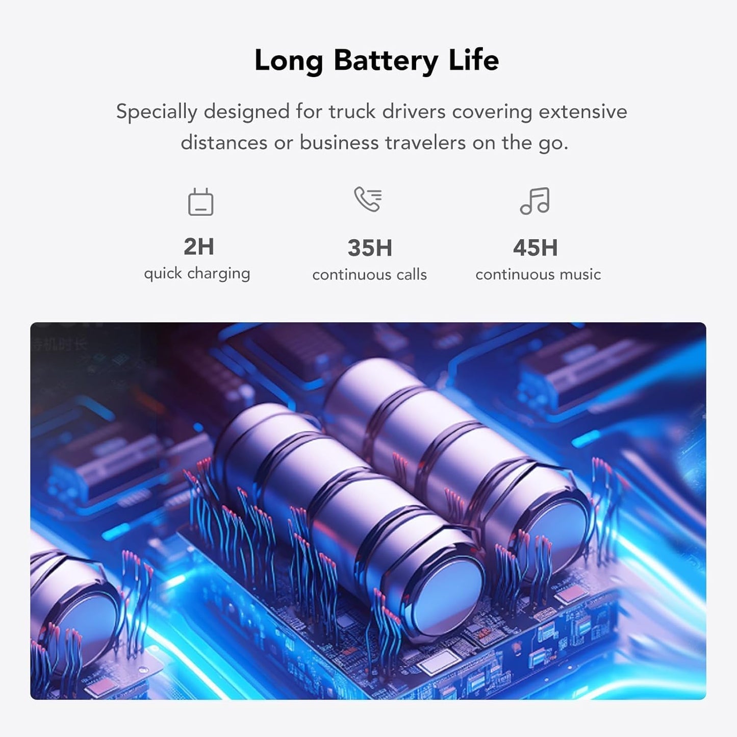 NUROUM HP31S(2nd Gen) Single Ear Wireless Headset with Mic, Bluetooth Headset with Noise Cancelling Microphones, Charging Stand, One Ear, Multi-Point/Mute, 45H Playback for Trucker/Call Center/Office