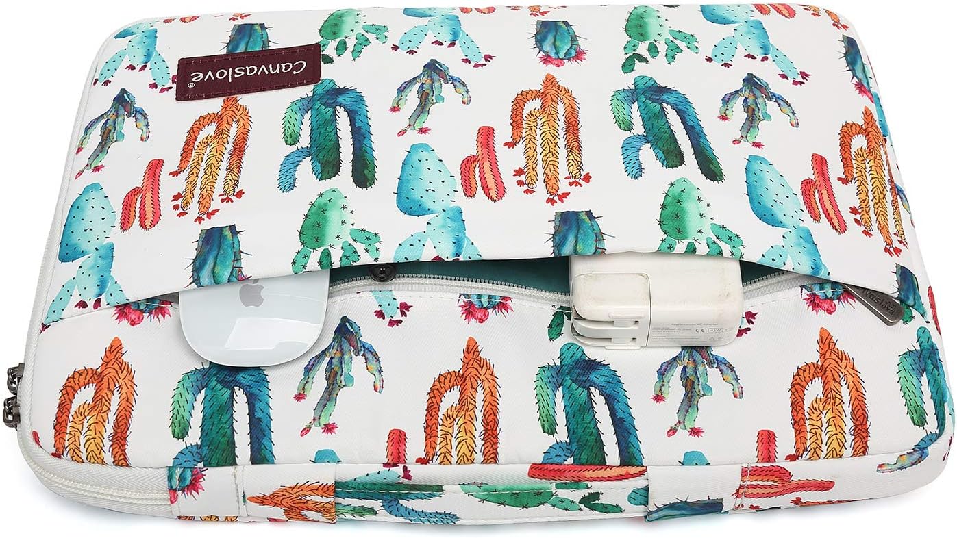 Canvaslove Cactus Rebound Bubble Cushioned Laptop Sleeve Case with Handle and Pockets for MacBook Pro 16 and 15 Inch,15.6 Inch Laptop