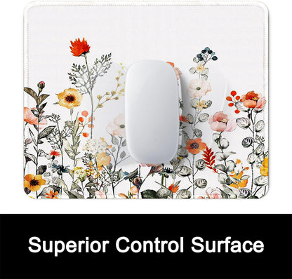ITNRSIIET Mouse Pad with Stitched Edge Premium Textured Smooth Precise Operation Waterproof Washable Non-Slip Rubber Base Desktop Protection Mat, 10.2×8.3×0.12 inches, Wildflowers