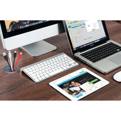 Desk Grommet 2-3/8 inch with Hole Saw, Desk Cord Hole Cover Grommet for Cables, 2 PCS, Black