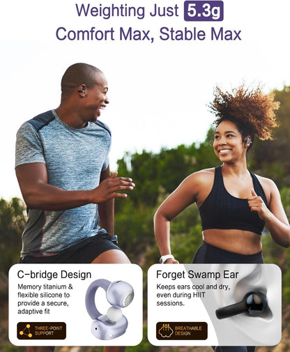 A50 Clip on Earbuds, Bluetooth 6.0 Wireless Open Ear Headphones w/5.3g Weightless Comfort,48H Playtime,3D Soundstage,Clear Call Mics,IPX5,Multipoint Connection,Fit for Workout Rose Glod