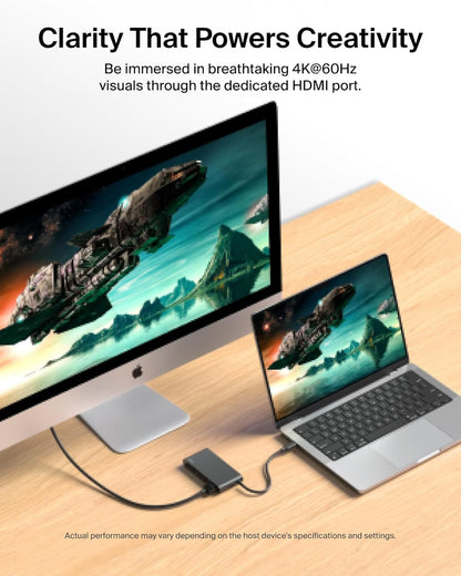 Belkin USB C Hub, 5-Port Hub w/ 4K HDMI Display @ 60Hz, 100W Power Delivery, Fast Data Transfer 10Gbps, USB C Multiport Adapter - Compatible with MacBook, iPad Pro, Chromebook, & More